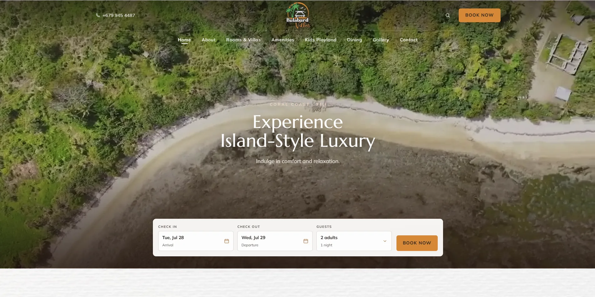 Bulabard Villas by the Coast website homepage screenshot