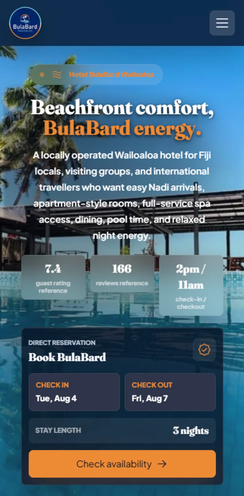 Hotel Bulabard website mobile screenshot