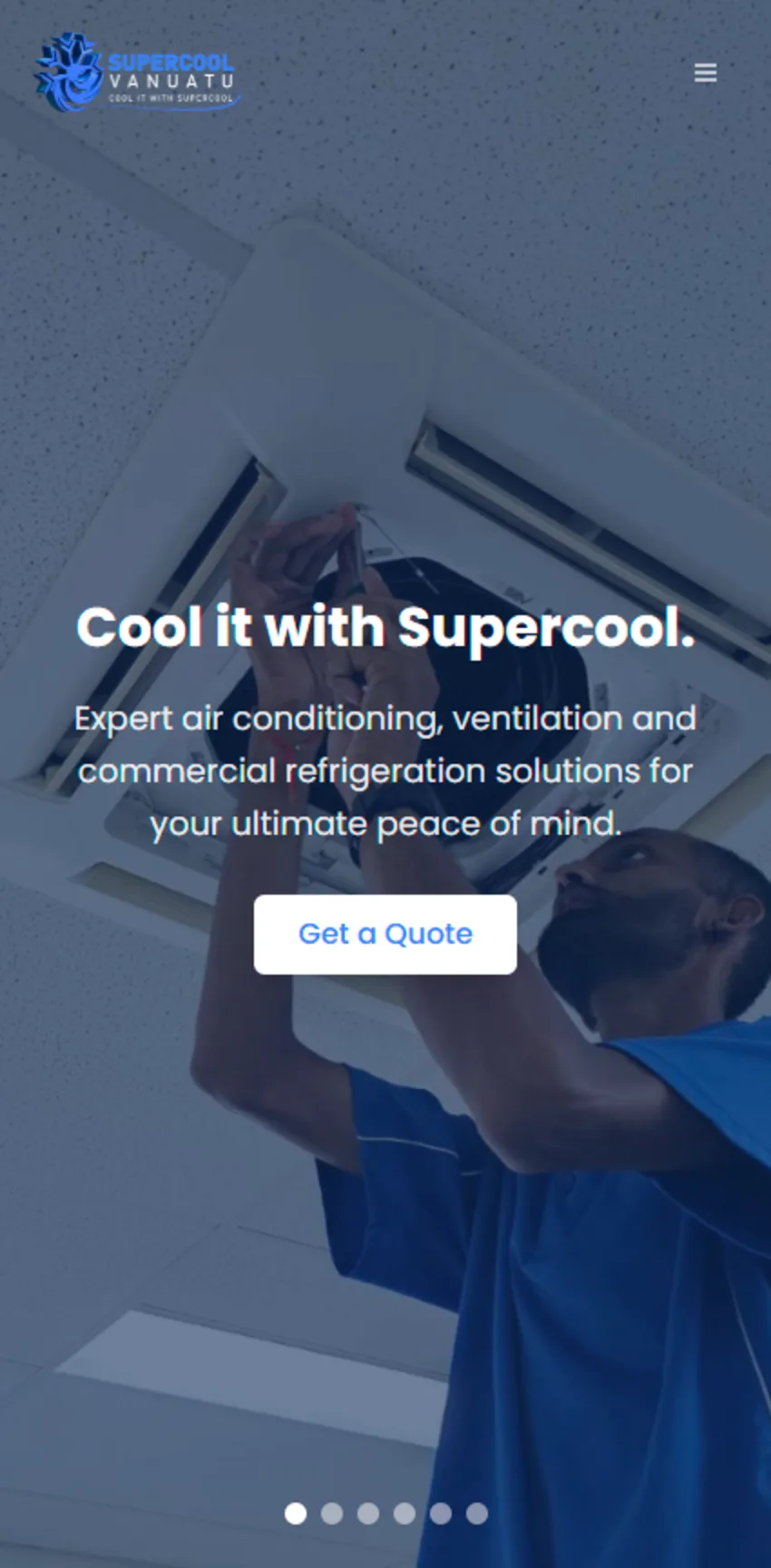 Supercool Vanuatu HVAC services website mobile screenshot